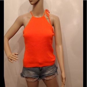 Lauren by Ralph Lauren orange cotton sweater top s